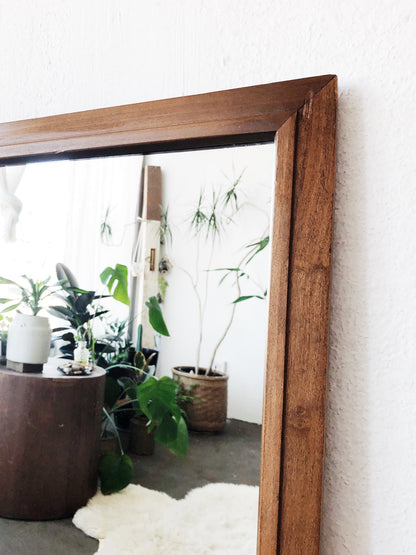 Large Walnut Mid Century Mirror