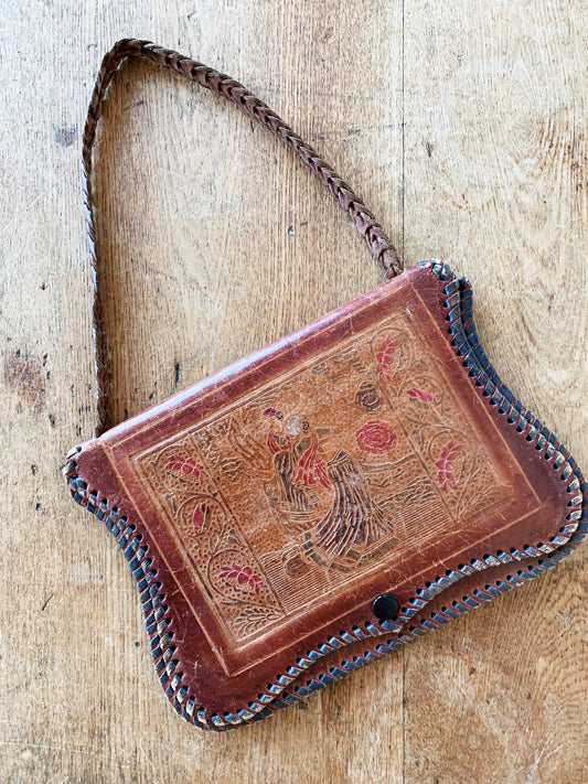 Vintage Embossed Leather Purse /Clutch