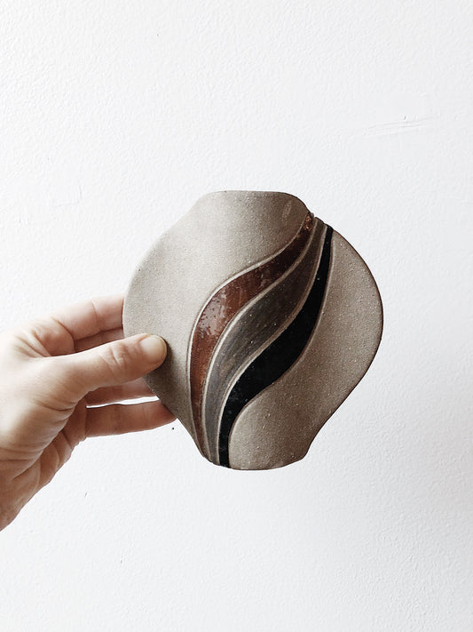 Vintage Stoneware Wave Vase
