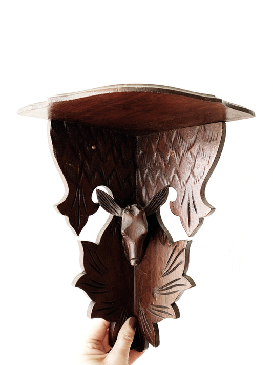 Carved Wood Corner Shelf