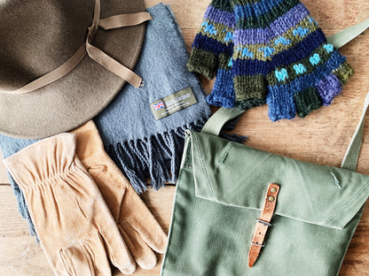 Vintage Suede or Fingerless Handknit Gloves