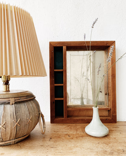 Vintage Wood Shadow Box Mirror