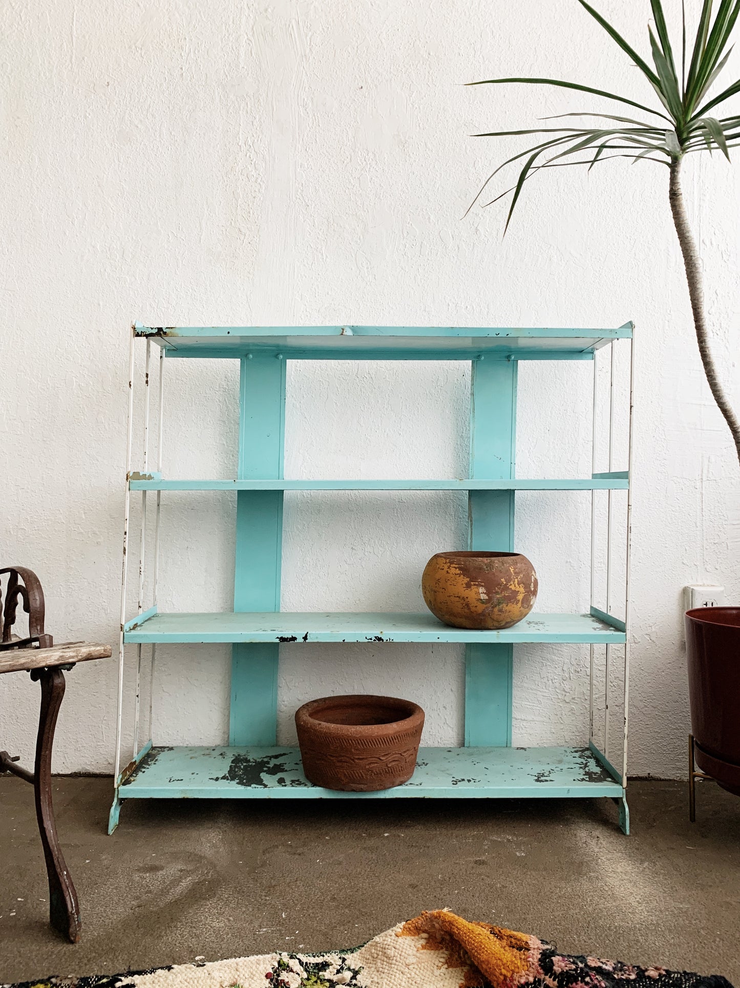 Vintage Turquoise Metal Shelf