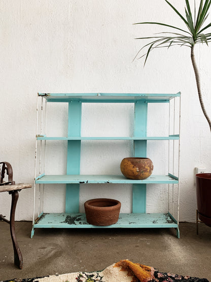 Vintage Turquoise Metal Shelf