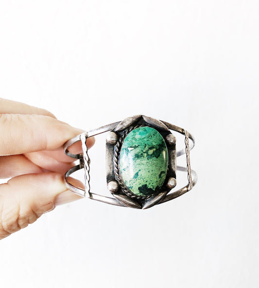 Vintage Sterling and Turquoise Cuff