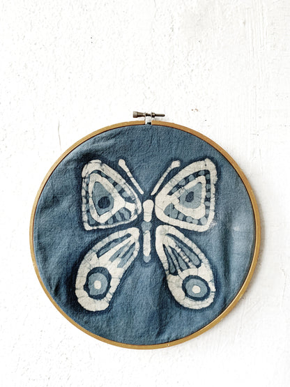 Batik Butterfly Art in Wood Embroidery Frame