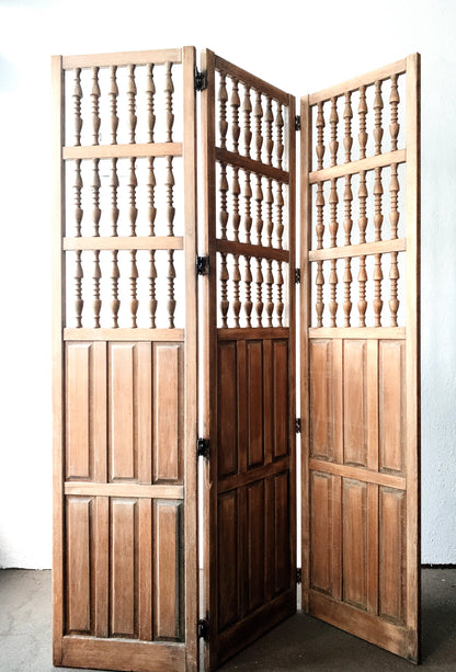 Antique Wood Trifold Room Divider
