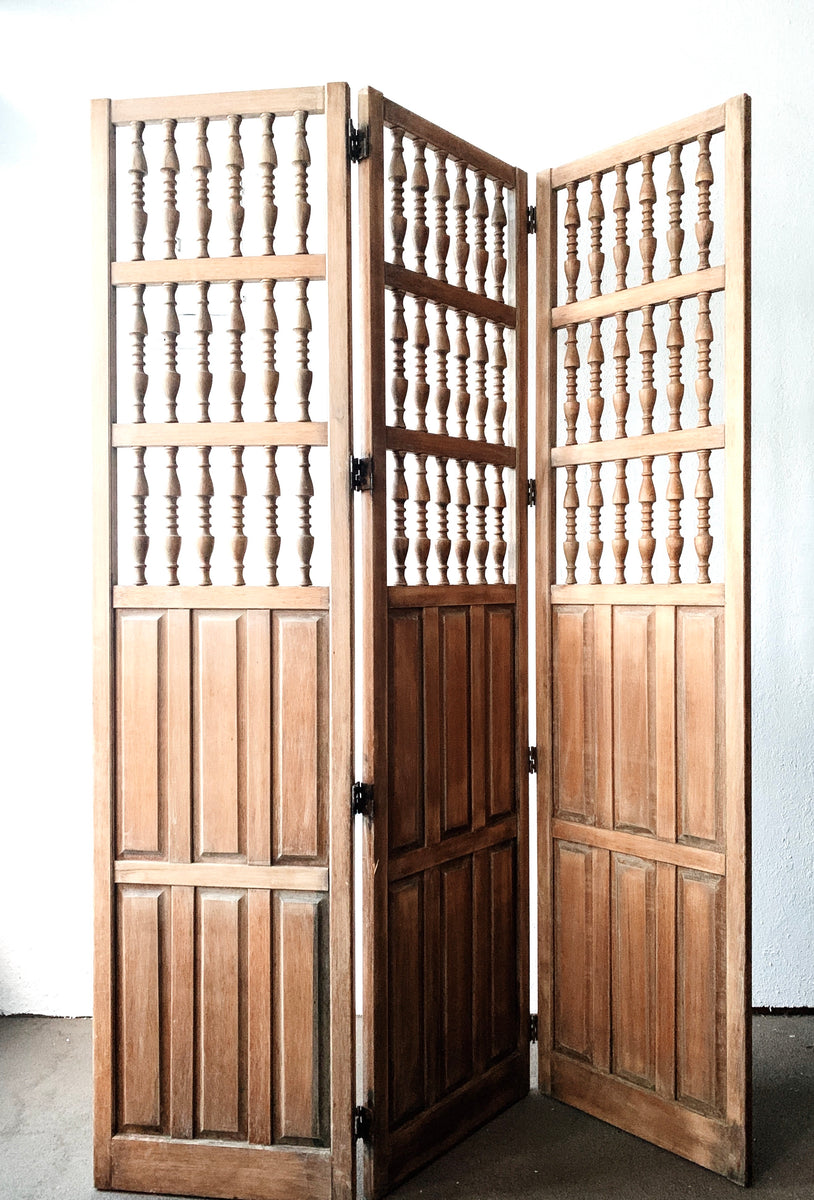 Antique Wood Trifold Room Divider Maven Collective
