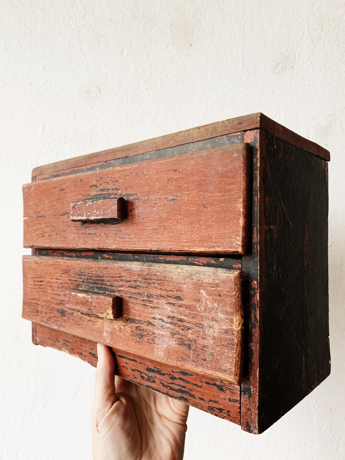 Antique Rustic Wood Tabletop Chest