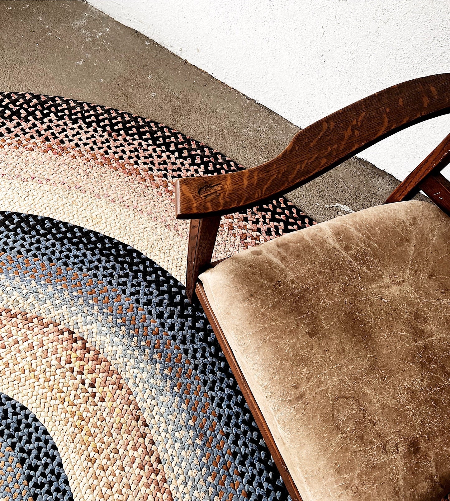 Vintage Braided Cotton Rag Rug