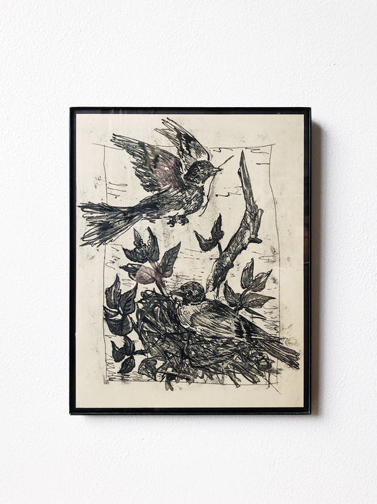 Original Vintage Charcoal Drawing