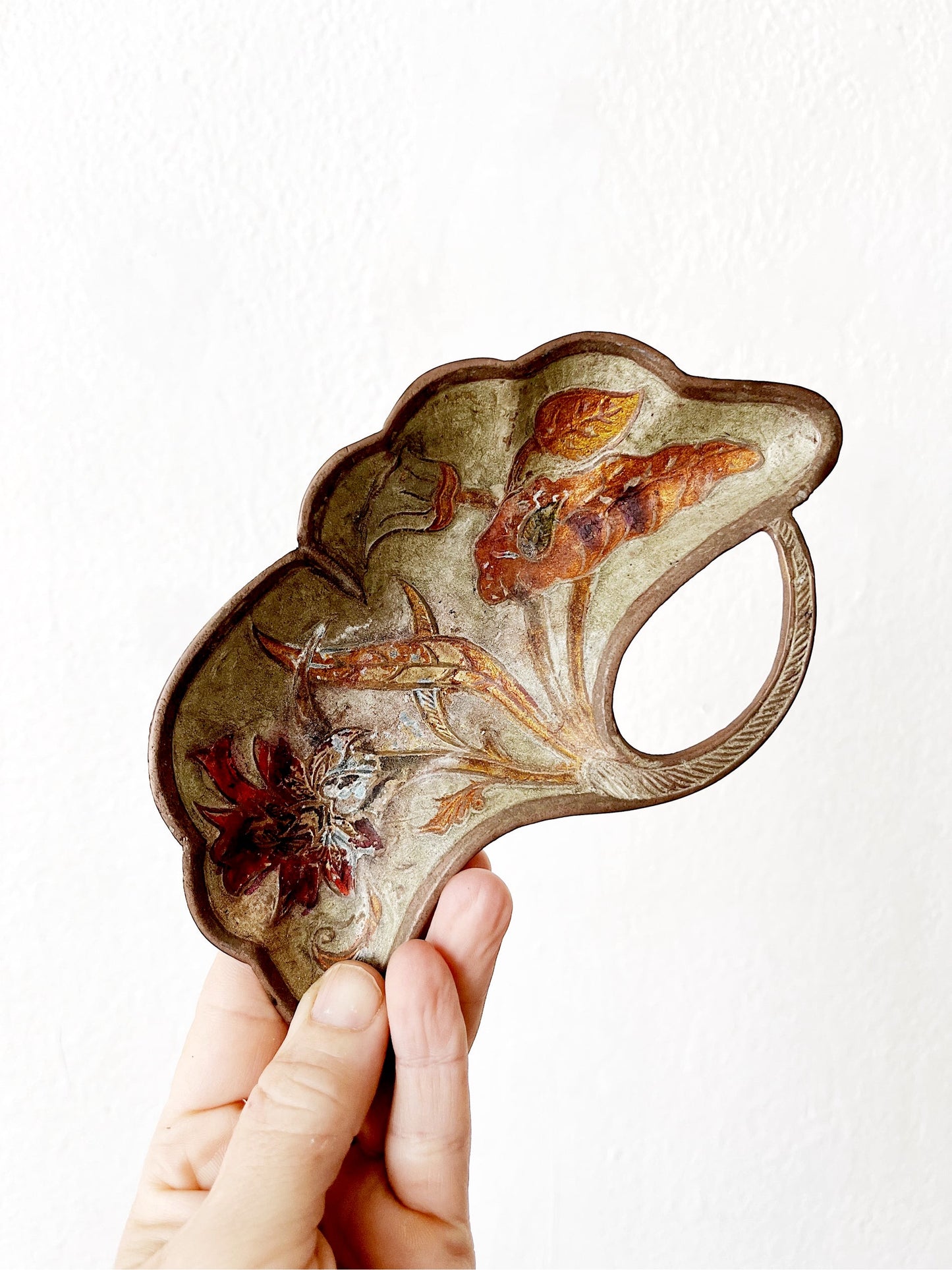 Vintage Cloisonné Ginko Dish