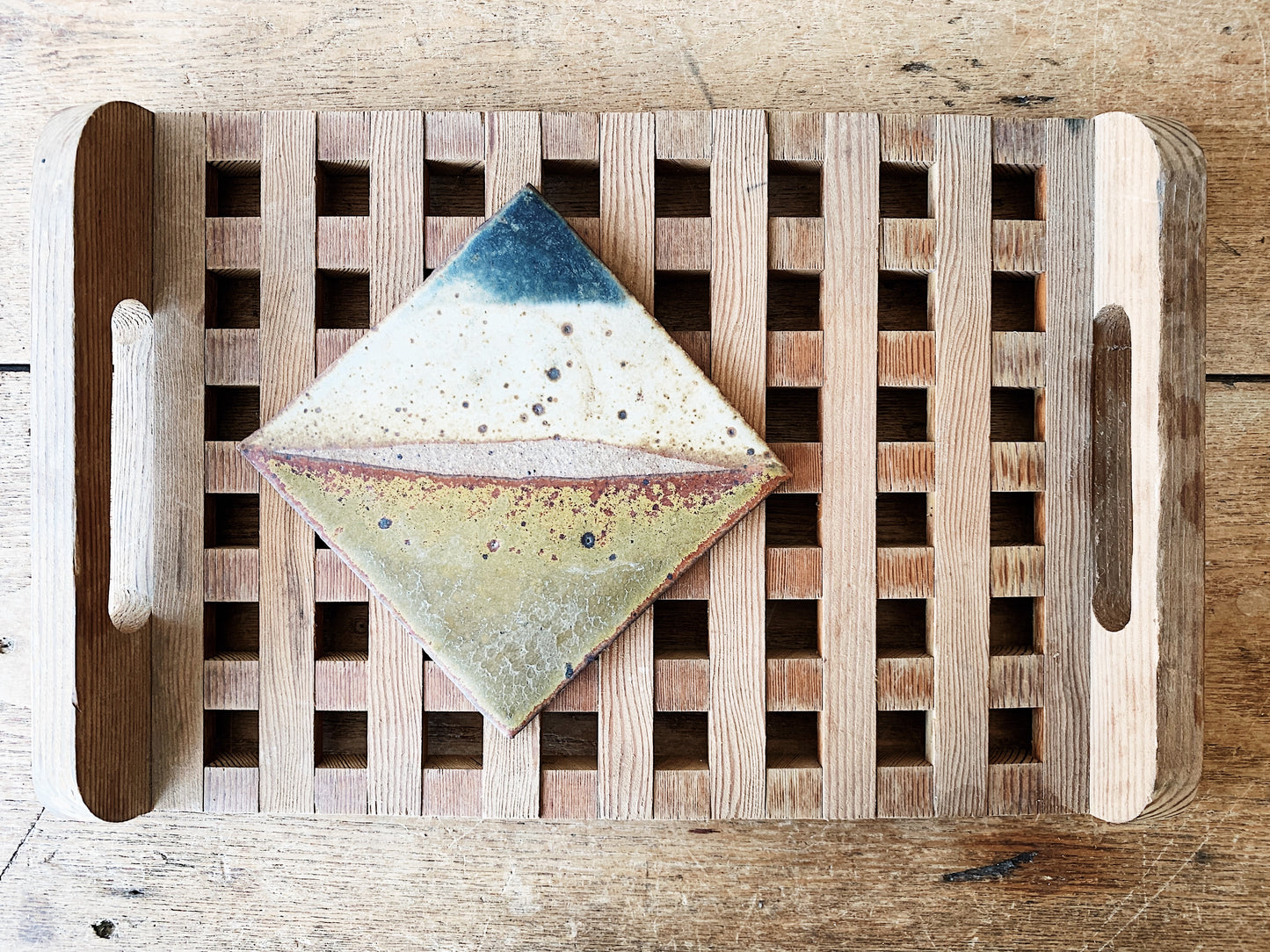 Handmade Wood Grid Tray