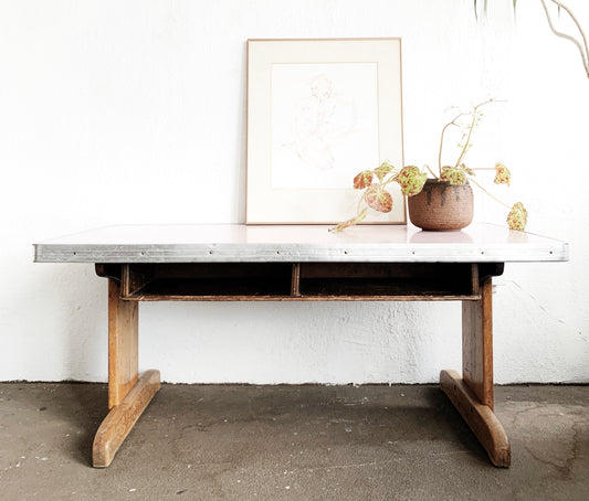 Mid Century Pink Formica Top Low Table