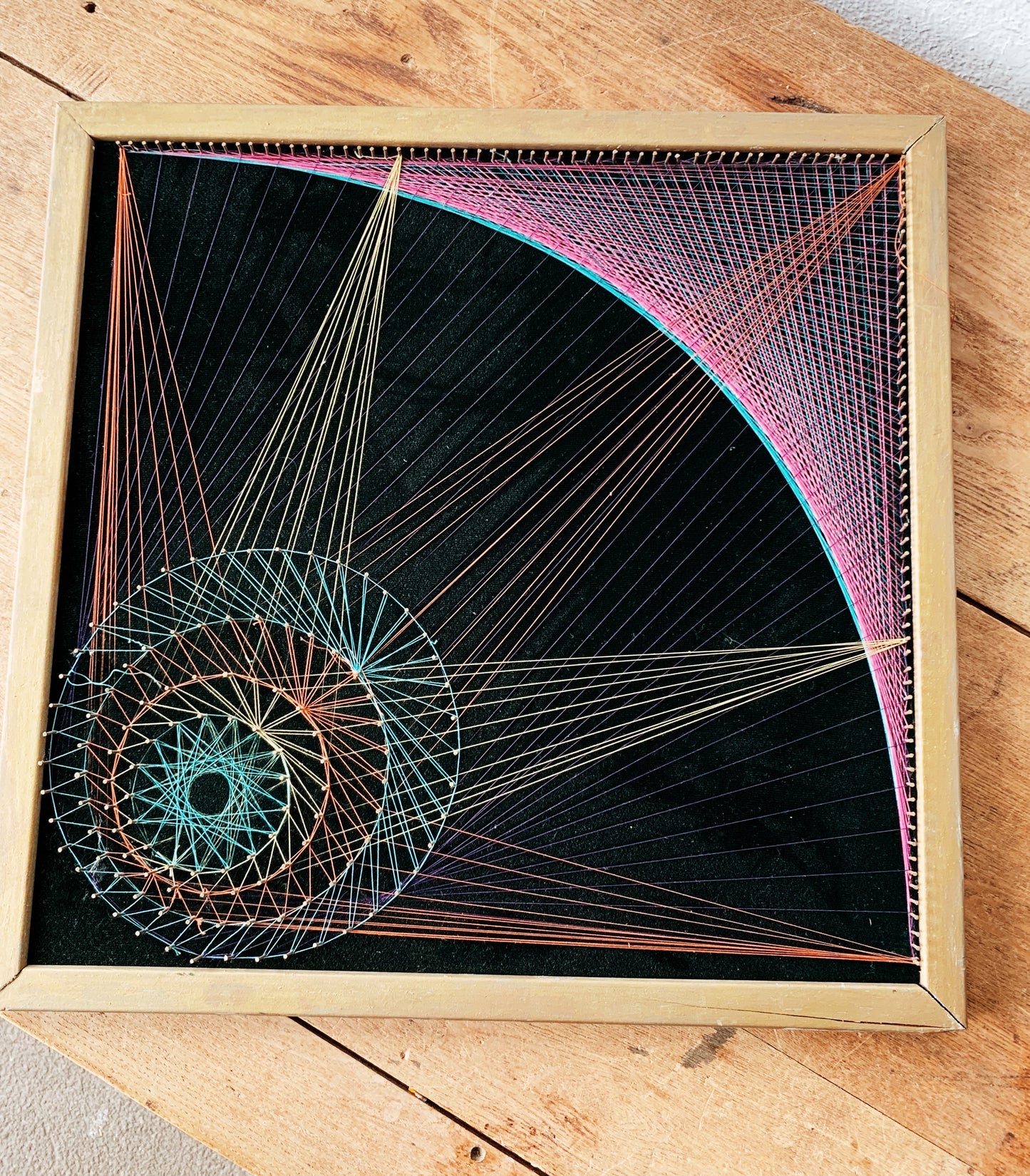 Vintage Original Framed String Art