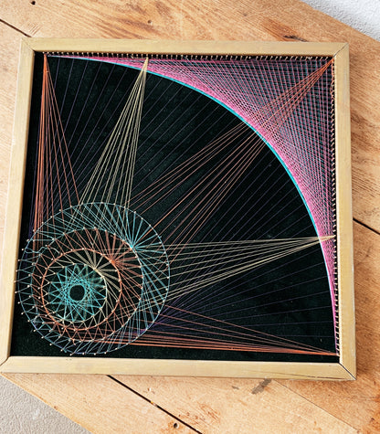 Vintage Original Framed String Art