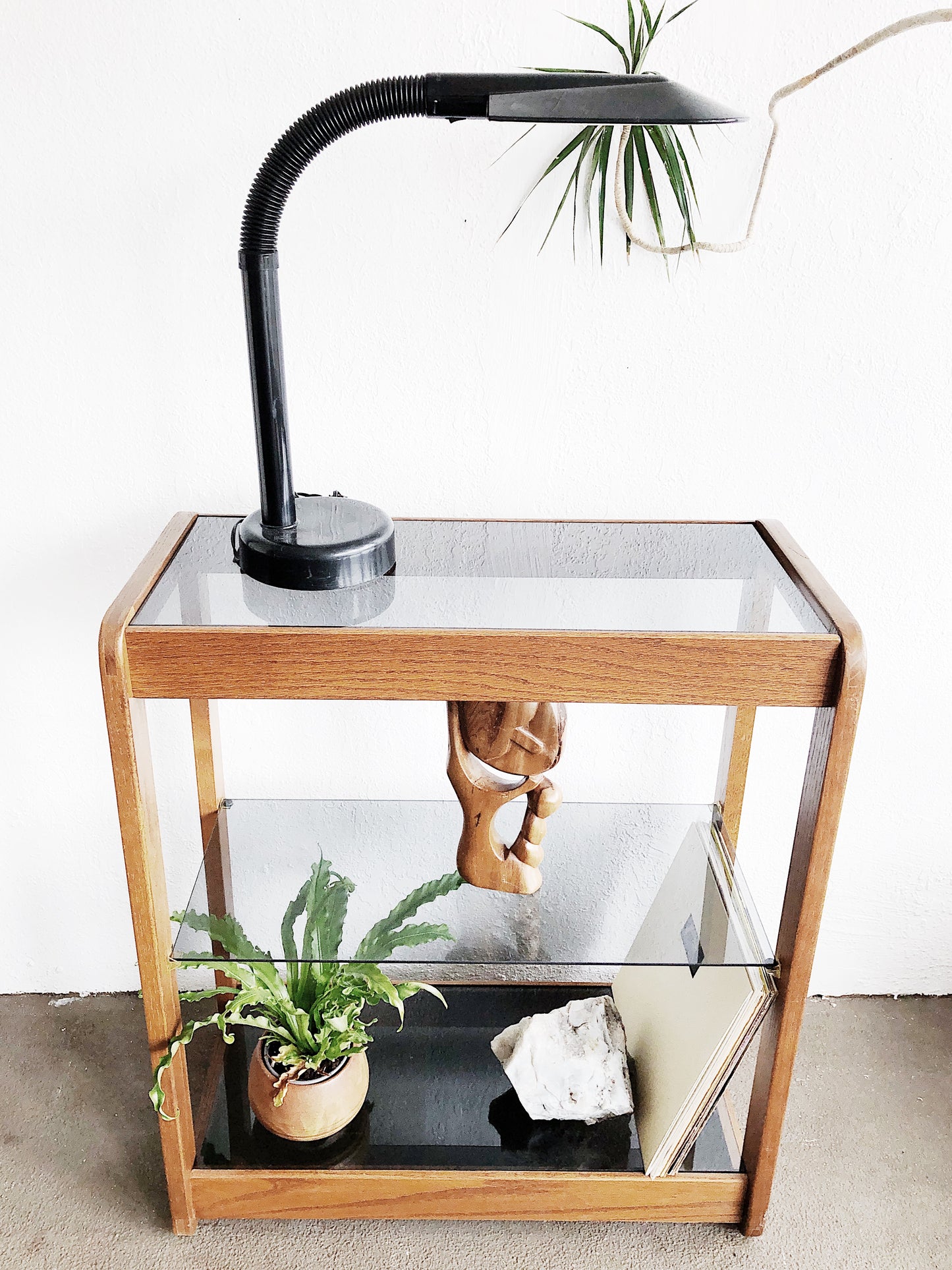 Vintage Teak and Glass Shelf