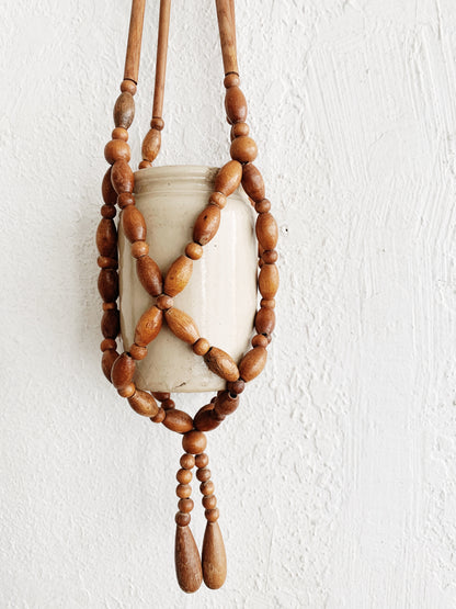 Vintage Beaded Plant Hanger with Crock