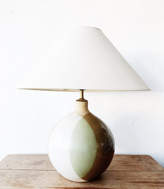 Large Vintage Pottery Lamp and Shade