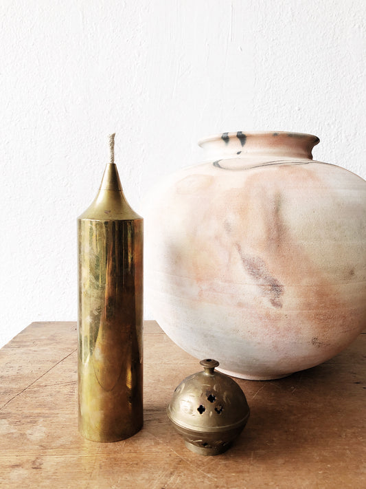Vintage Modernist Brass Oil Lamp