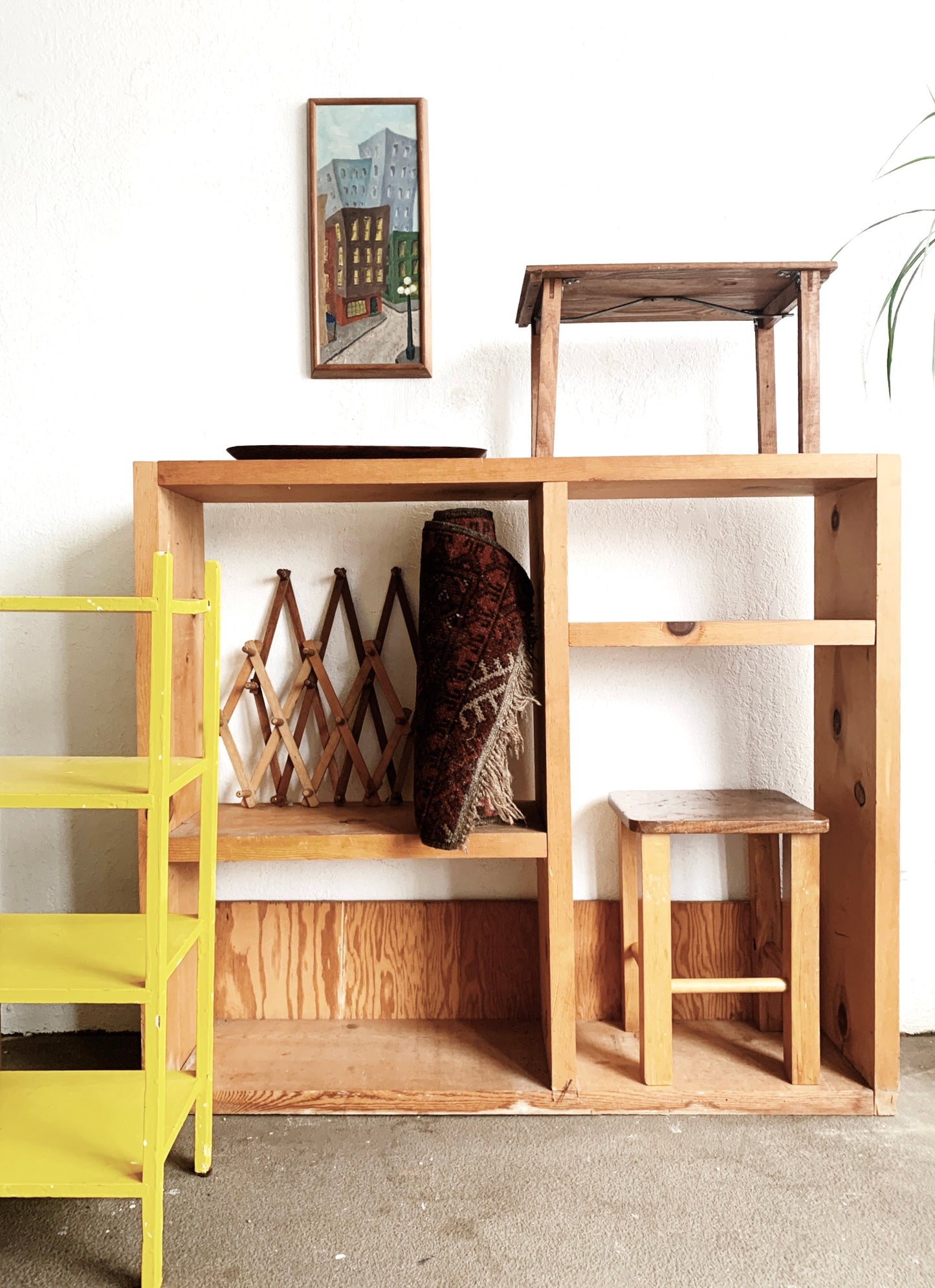 Sunny Yellow Vintage Wood Shelf
