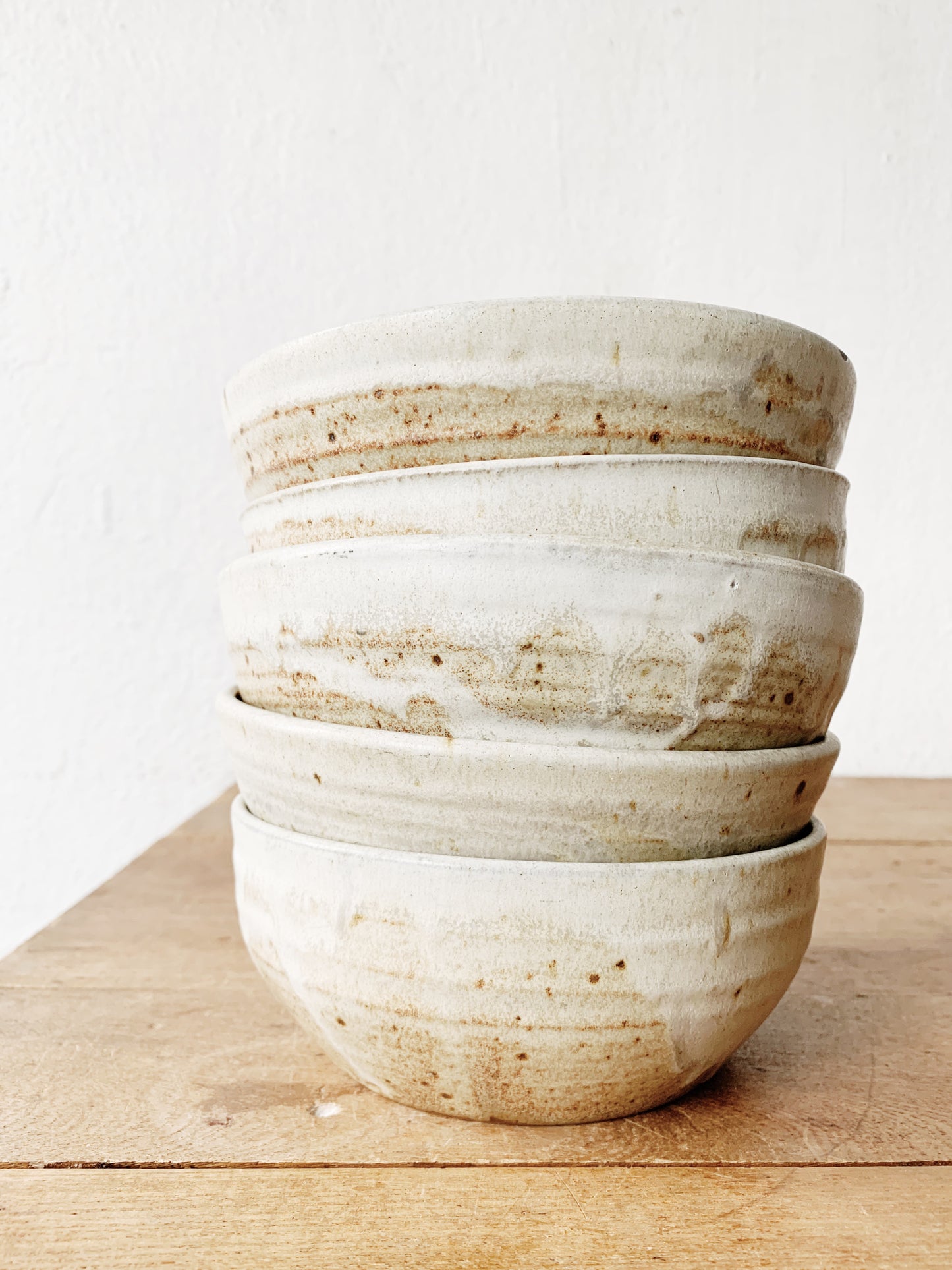 Set of Five Vintage Handmade Pottery Bowls