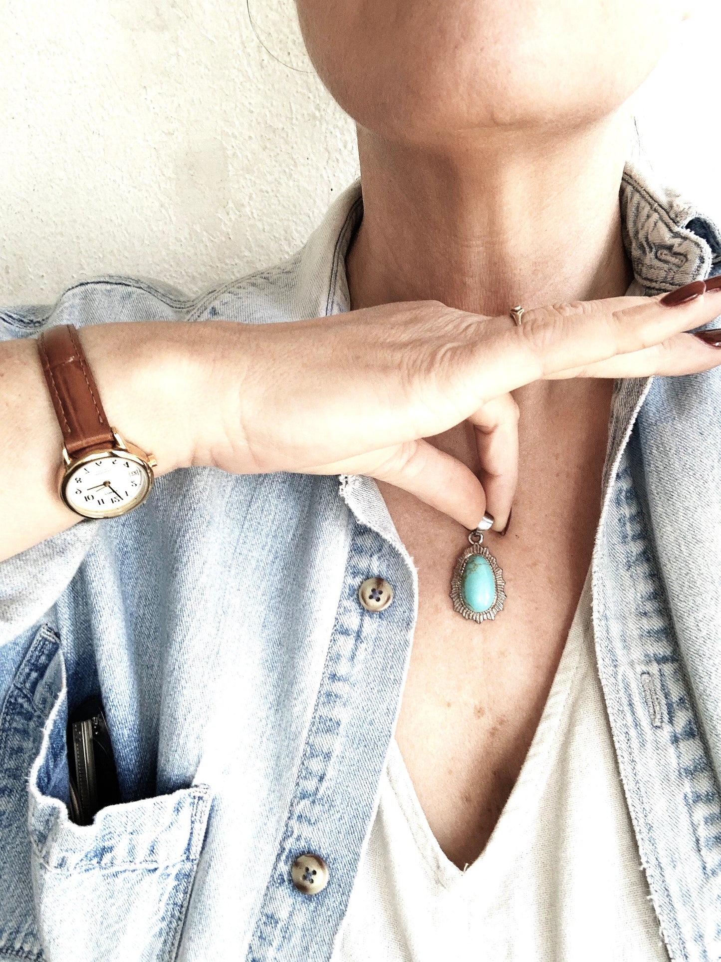 Vintage Turquoise and Sterling Pendant