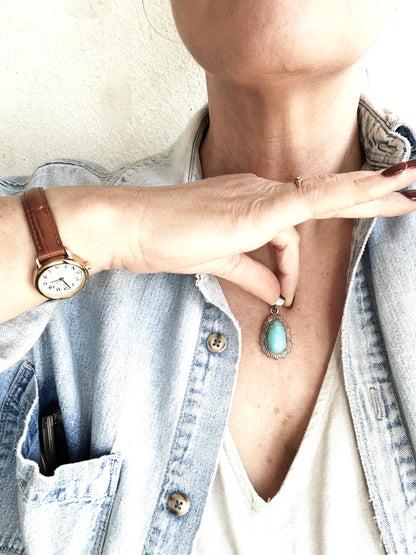 Vintage Turquoise and Sterling Pendant