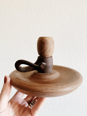 Handmade Wood and Iron Candle Holder