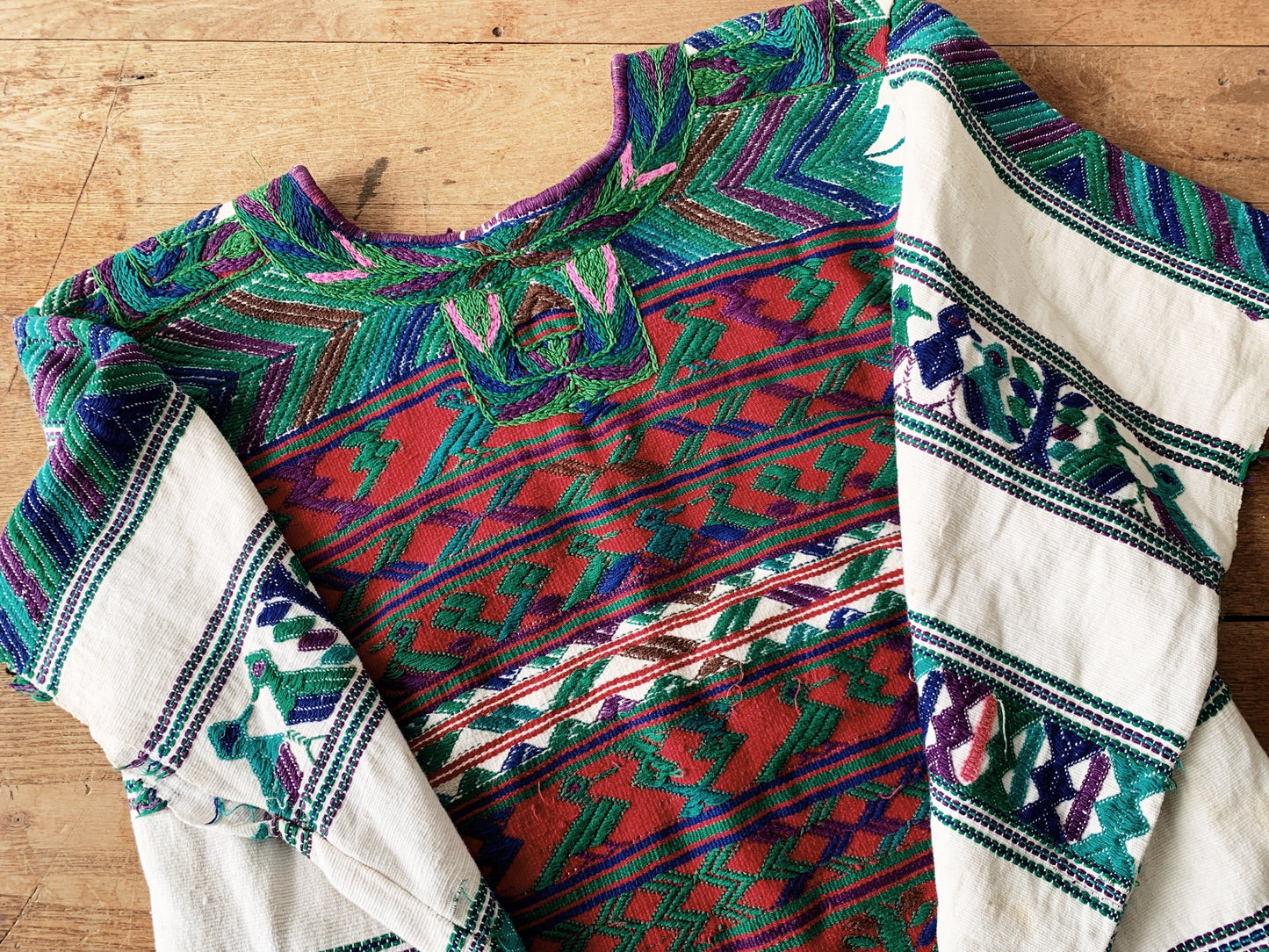 Vintage Embroidered Huichol Tunic