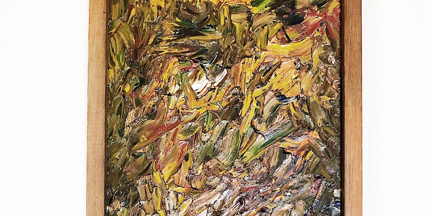 Wood Framed Abstract Oil Painting