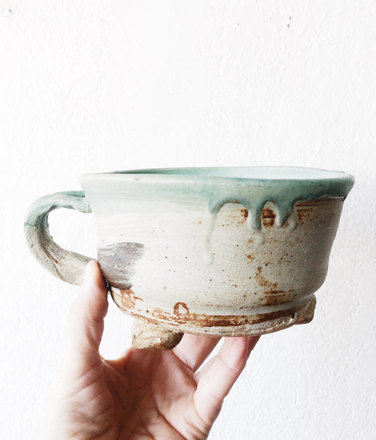 Vintage Handmade Footed Pottery Bowl