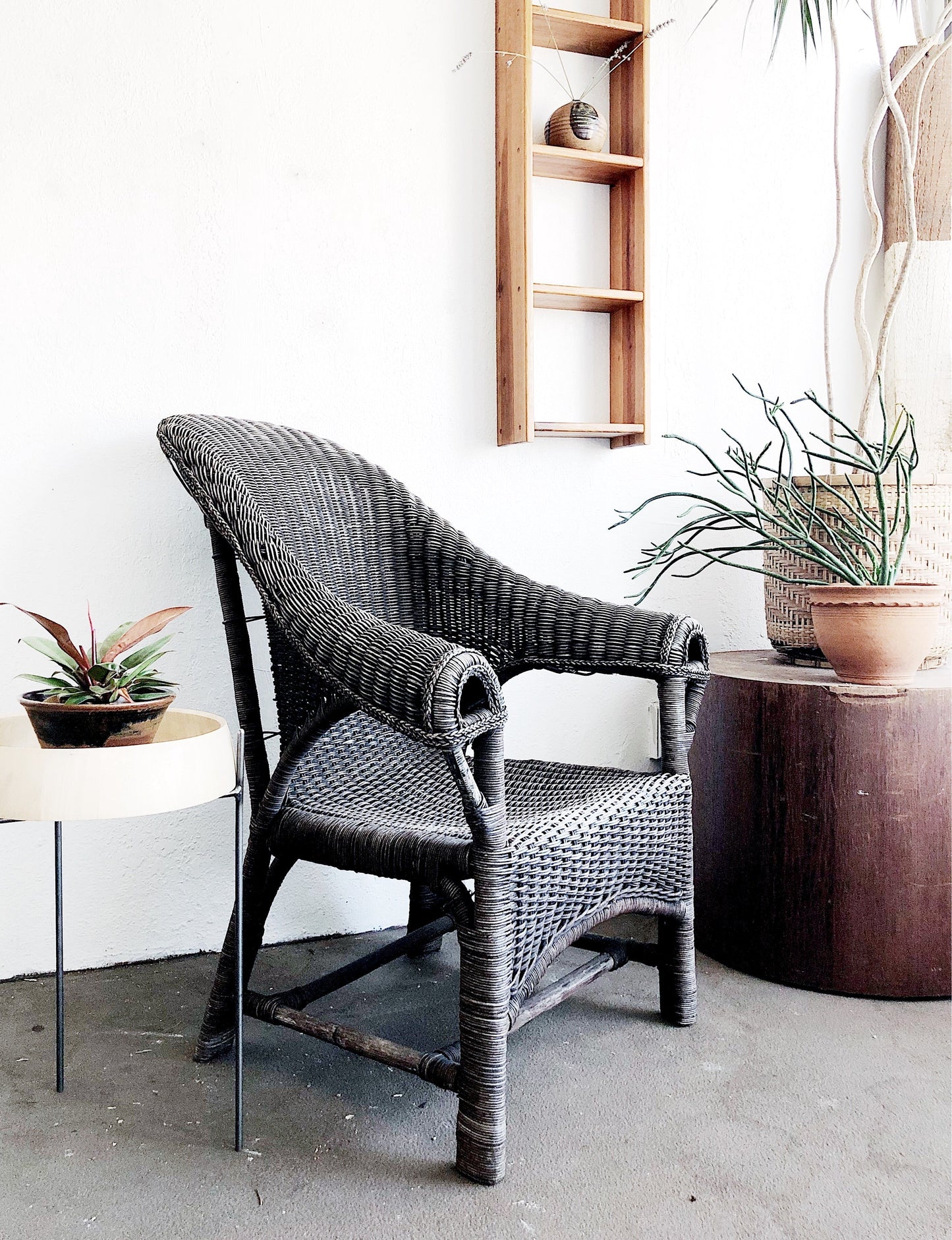 Vintage Grey Wicker Porch Chair