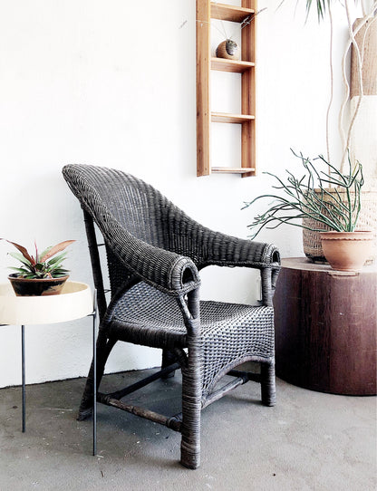 Vintage Grey Wicker Porch Chair