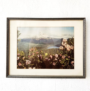 Vintage Framed Mt Hood Print