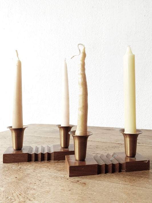 Wood and Copper Candle Holders