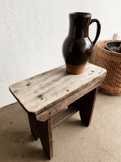 Antique Rustic Wood Stool / Side Table