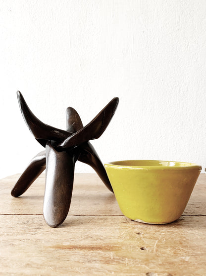 Vintage Collapsible Wood Stand with Pot