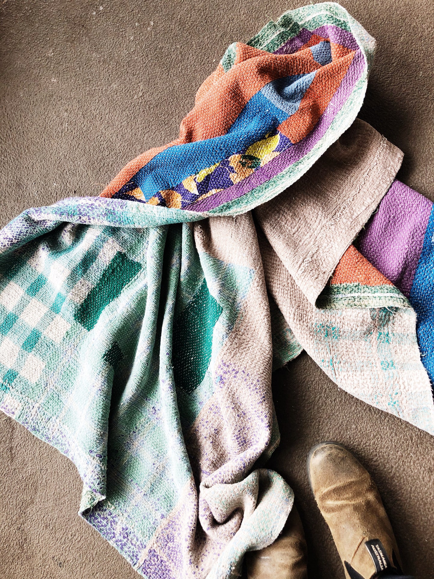 Vintage Reversible Cotton Kantha Quilt