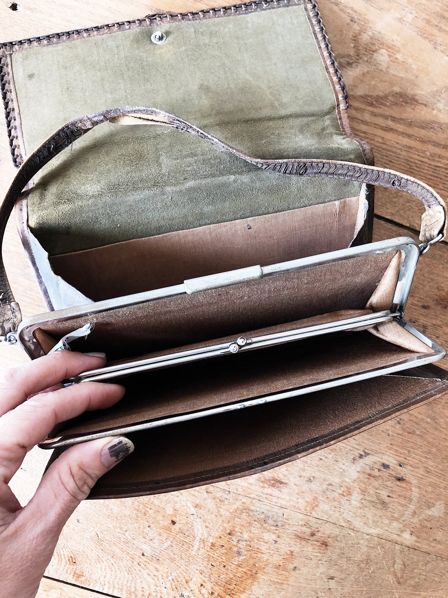 Antique Leather Deco Clutch