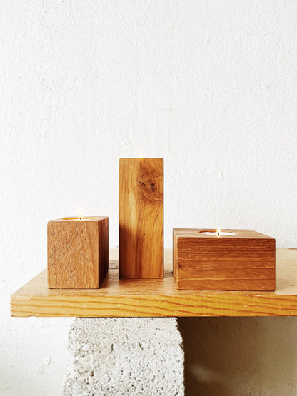Modern Wood Block Candleholders