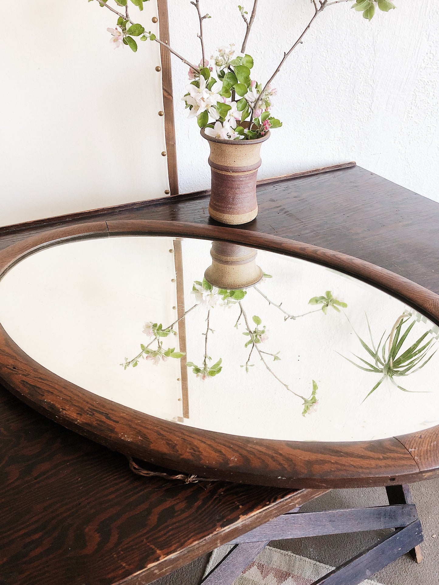 Antique Beveled Oval Mirror