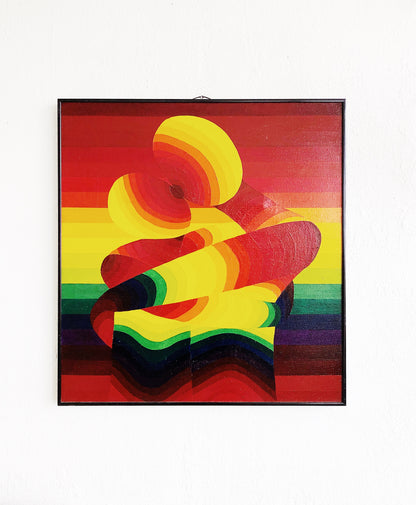 Vintage Op Art Oil Painting