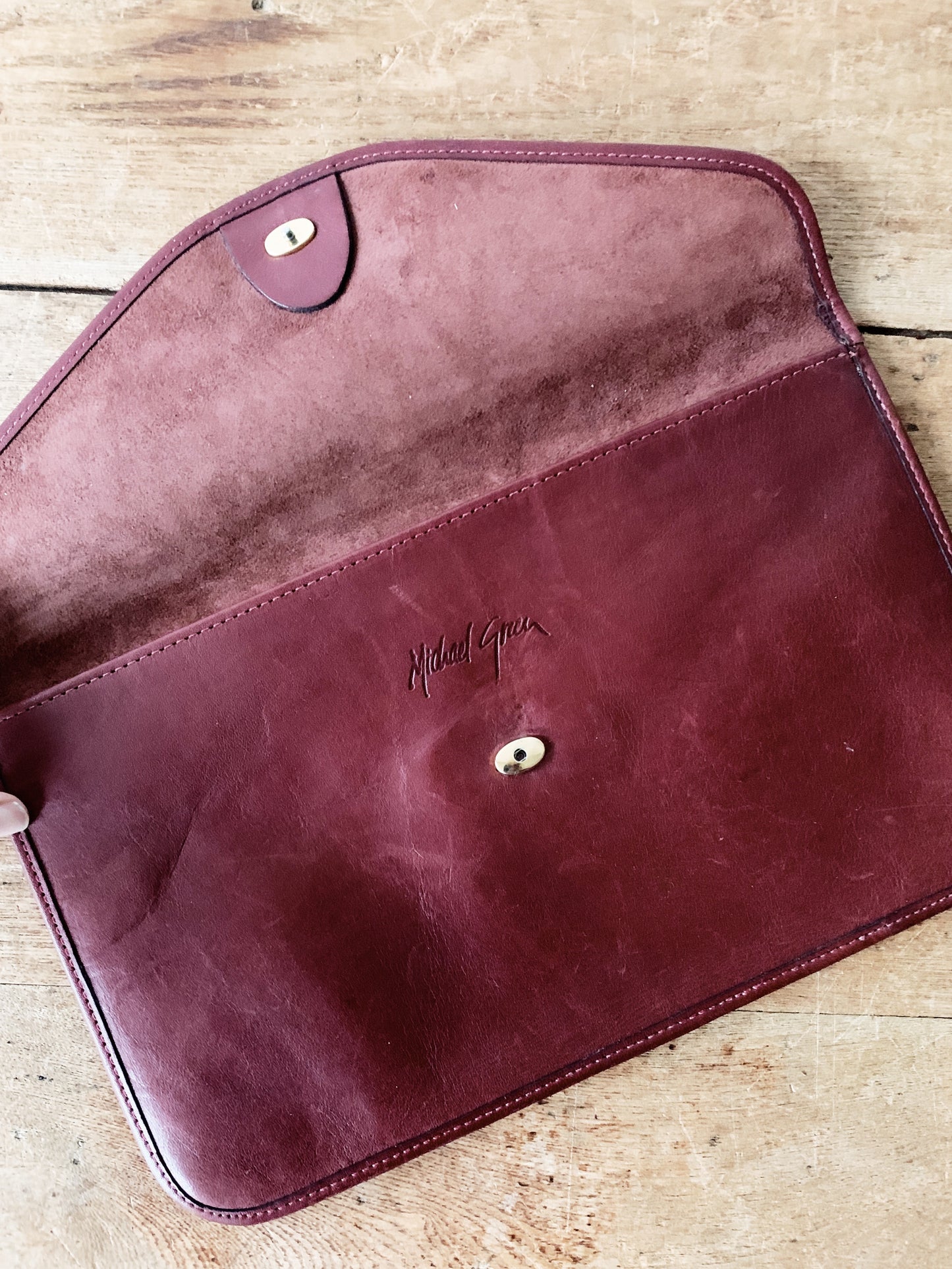 Michael Green Leather Clutch
