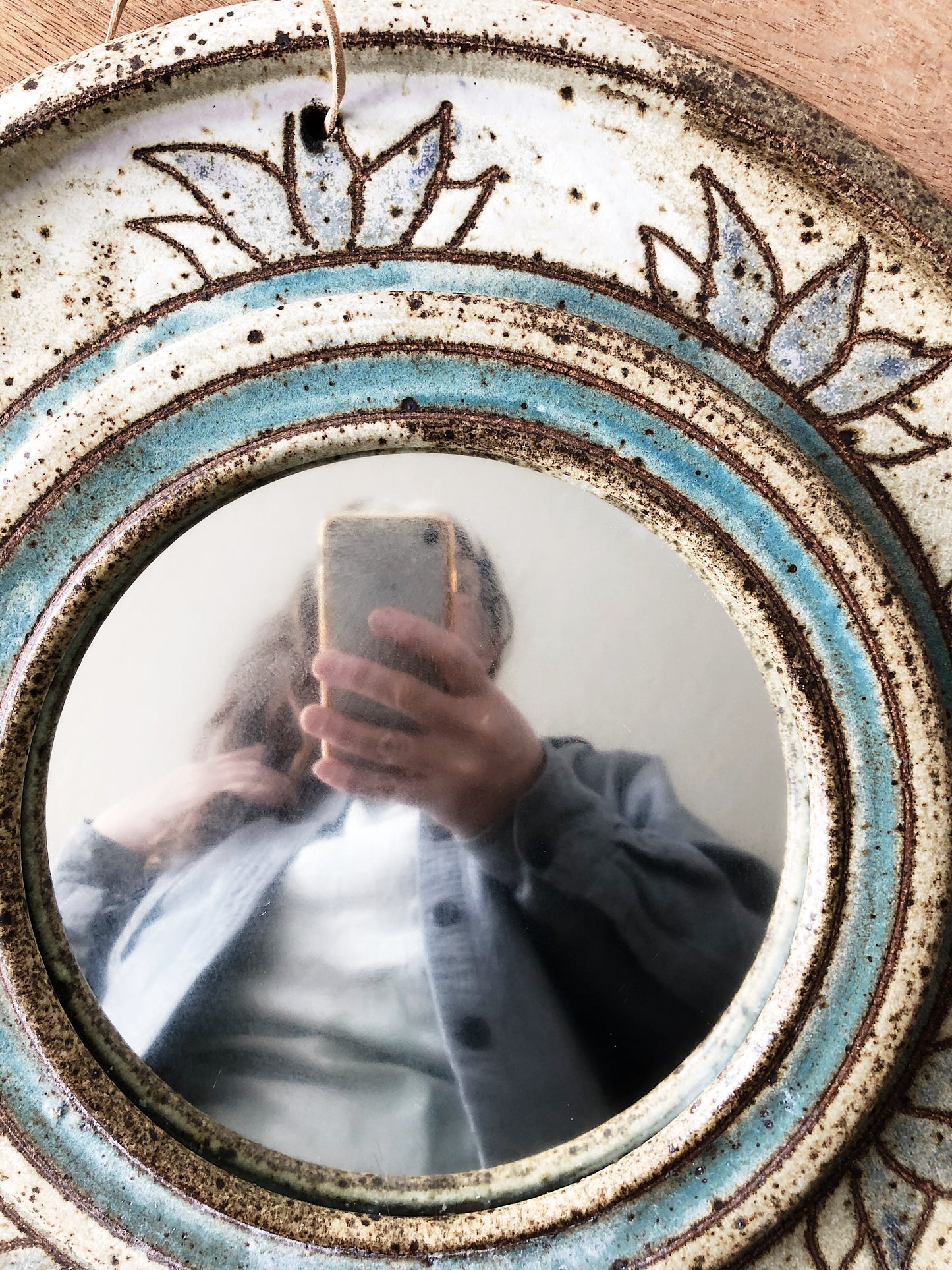 Vintage Round Ceramic Mirror