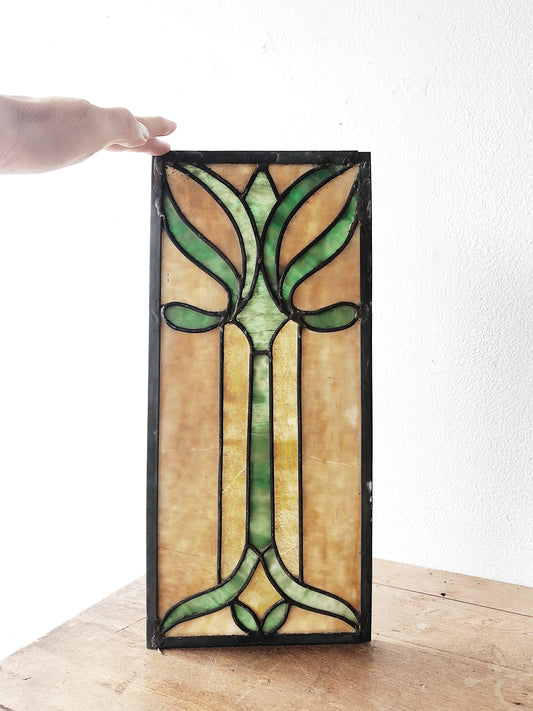 Antique Art Nouveau Stained Glass Panel