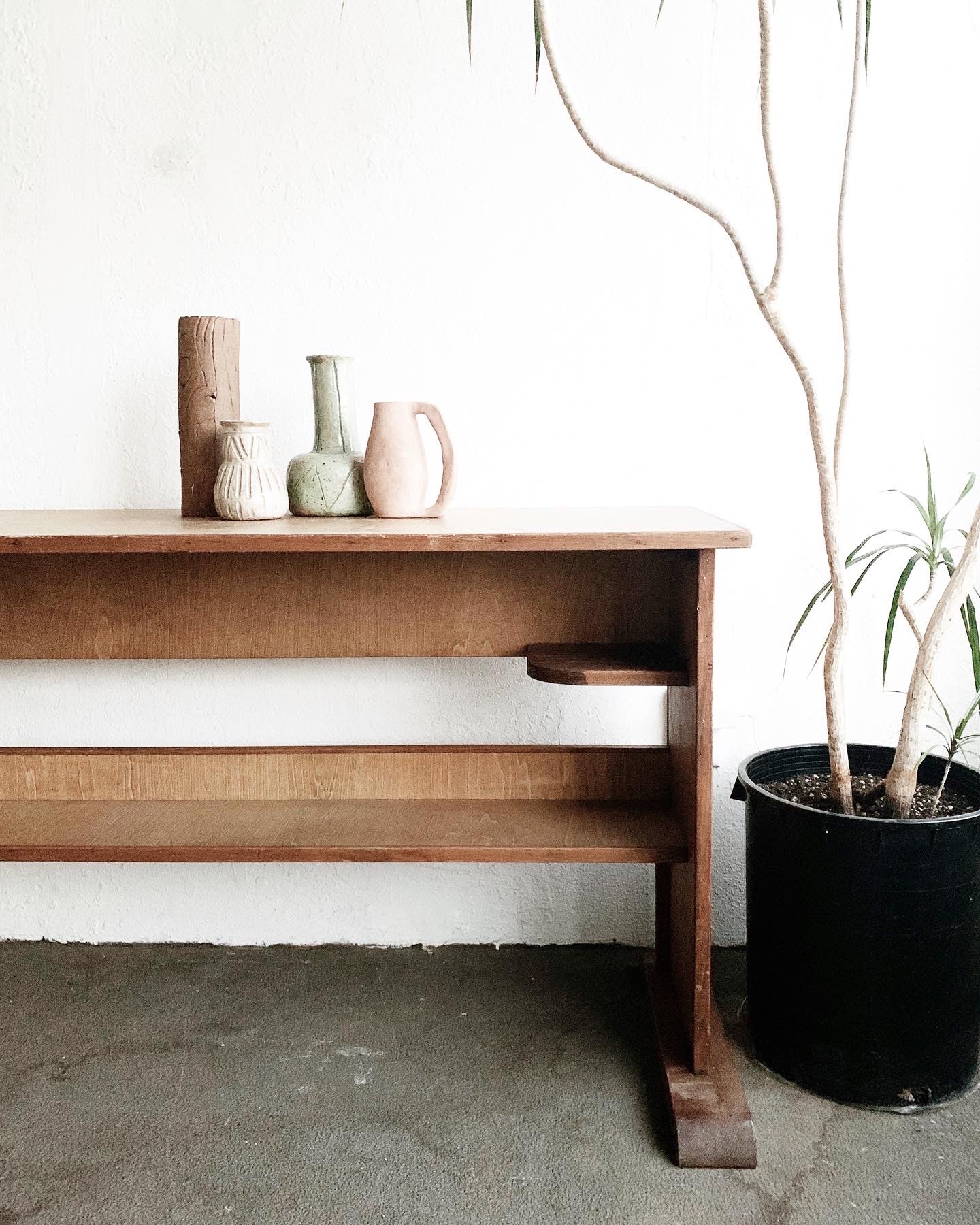 Vintage Handmade Wood Console Table or Desk
