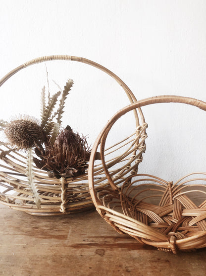 Vintage Bamboo Gathering Basket