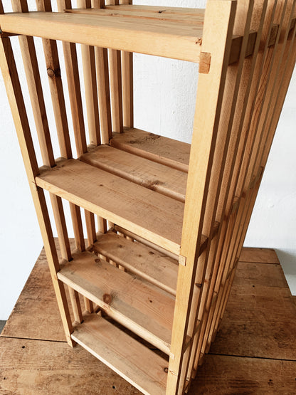 Slatted Natural Wood Shelf