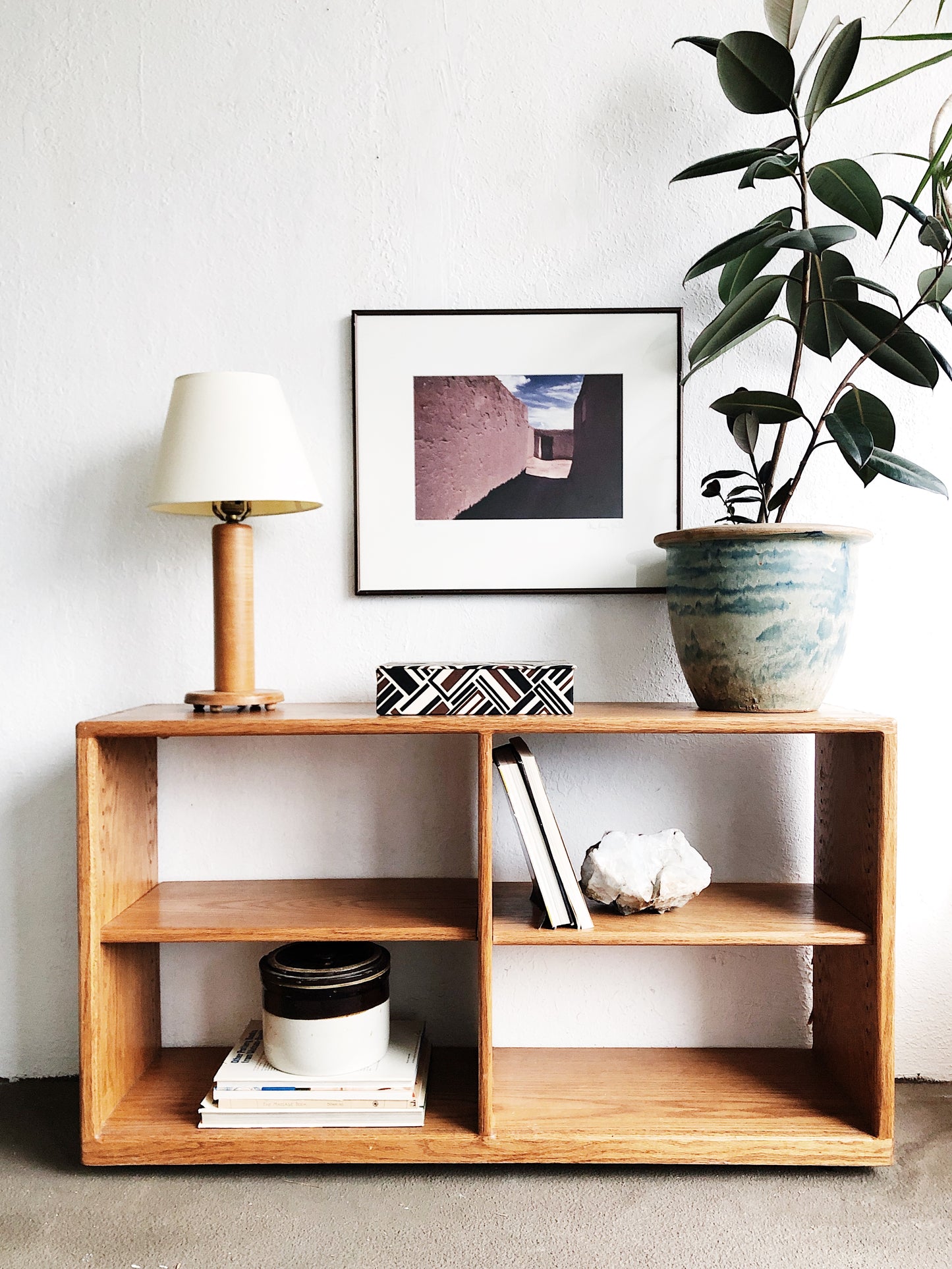 Vintage Rolling Oak Bookshelf
